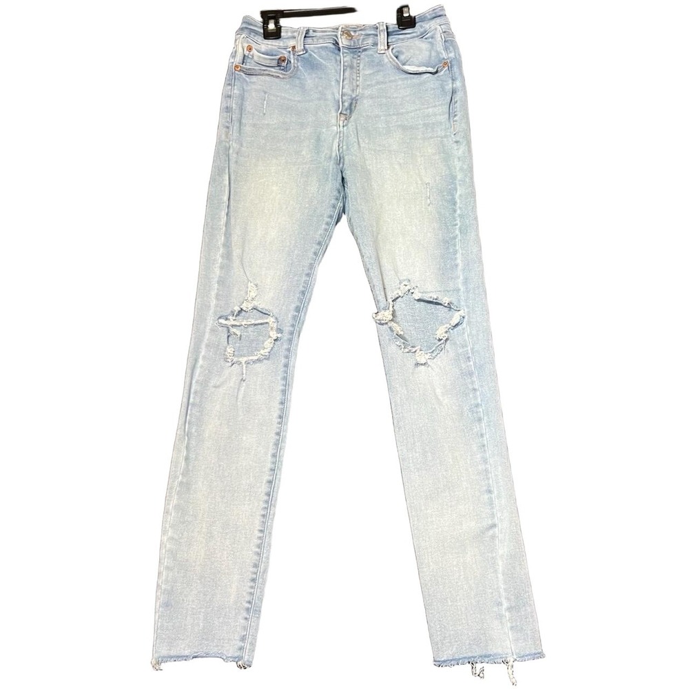 Aeropostale Womens Size 8 Super High Rise Jeggings Distressed Jean Frayed Hem - Picture 2 of 16